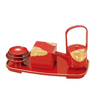 日本进口山中漆器金箔莳绘屠苏酒器套装 屠苏器 日式酒具酒壶酒盅