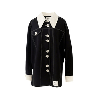 【夜泊】Magyann2025秋设计师原创通勤休闲宽松分割撞色压线外套