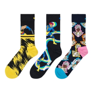 【25春秋款】HappySocksx X Men联名秋季袜子男女袜多巴胺中筒袜