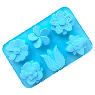6连不同花形硅胶模具烘焙蛋糕模香薰石膏模郁金香DIY手工皂肥皂模