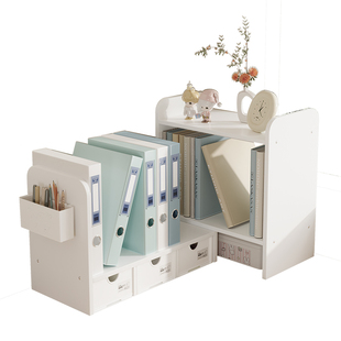 桌面伸缩小书架桌上收纳架办公室书立架抽屉置物架转角儿童阅读架
