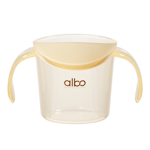 albo敞口杯宝宝水杯2岁以上家用PPSU斜口学饮直饮喝奶儿童小水杯