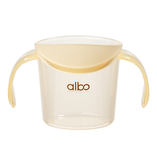 albo敞口杯宝宝水杯2岁以上家用PPSU斜口学饮直饮喝奶儿童小水杯