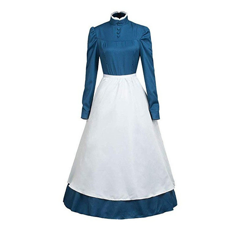 苏菲cos服哈尔霍尔cosplay服 蓝色连衣裙 女装动漫角色扮演服长裙