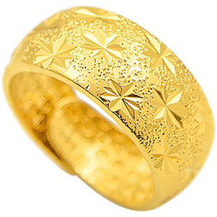 光面戒指男沙金个性仿黄金开口可调节满天星加厚男士流星雨指环