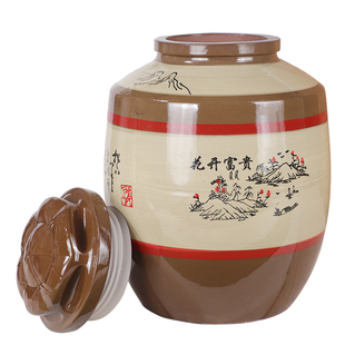 加厚陶瓷乳黄酒坛硅胶盖100斤200斤300斤500斤大酒缸酒罐家用窖藏
