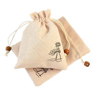 麻布束口袋定制亚麻香囊包空袋香包袋子防疫包装袋中药抽绳小布袋