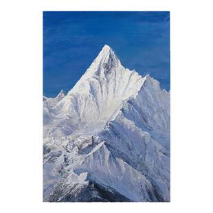 原创手绘画《梅里雪山神女峰》丙烯肌理画 客厅装饰画 玄关画
