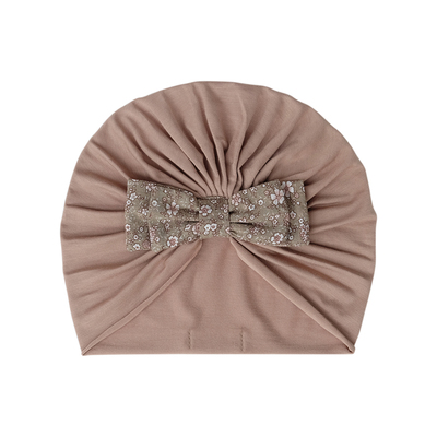 小碎花蝴蝶结薄款莫代尔婴儿帽子