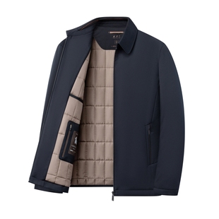 皮尔卡丹男士外套新款棉袄商务行政夹克中老年爸爸冬季桑蚕丝上衣