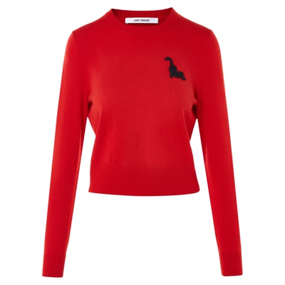 【MONEY HONG】朗姿纯绵羊毛圆领刺绣通勤针织衫女2026年春季新款