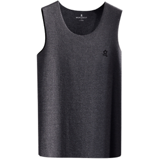 梦特娇蚕丝德绒无痕保暖背心男士加绒内衣羊绒发热内穿坎肩上衣冬