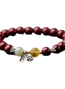 朱砂官方旗舰店女银心经佛珠