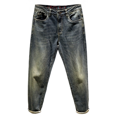 大码男弹力宽松复古牛仔库