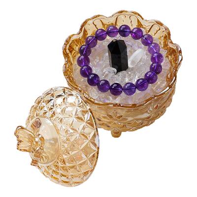 天然紫白粉黄水晶碎石摆件