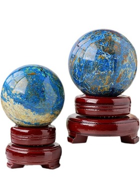 天然凤凰青金共生水晶球 原石矿标打磨能量石球家居桌面装饰摆件