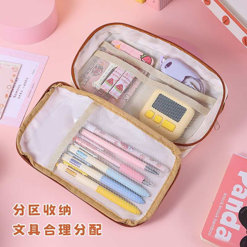 卡通汉堡卡皮巴拉笔袋颜值文具袋批发新款大容量初高中小学生女孩