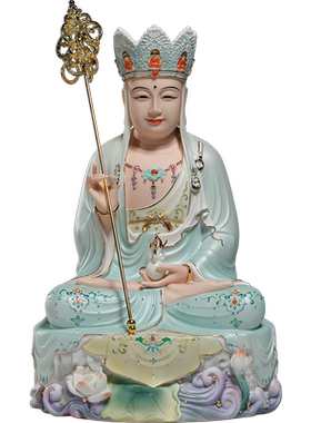 微美陶瓷精工彩绘坐岩四圣像摆件