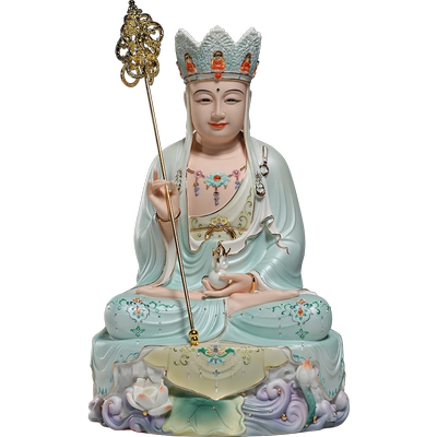 微美陶瓷精工彩绘坐岩四圣像摆件