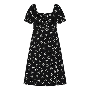 连衣裙女大码胖mm梨型身材220斤掐腰巨显瘦法式a版绝美遮肚子长裙