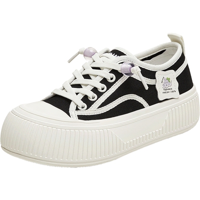 天美意秋新款商场同款休闲系带厚底潮流百搭女板鞋BL151CM5