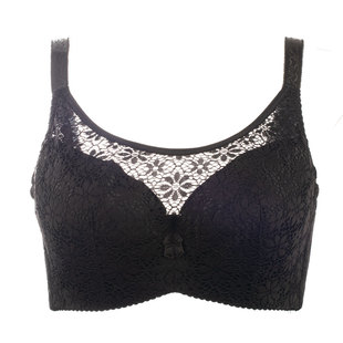 大胸显小全罩杯内衣女无海绵超薄款蕾丝有钢圈抹胸大码文胸三排扣