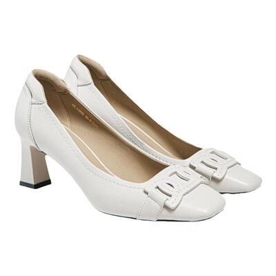 细高跟单鞋女中跟真皮时装通勤鞋