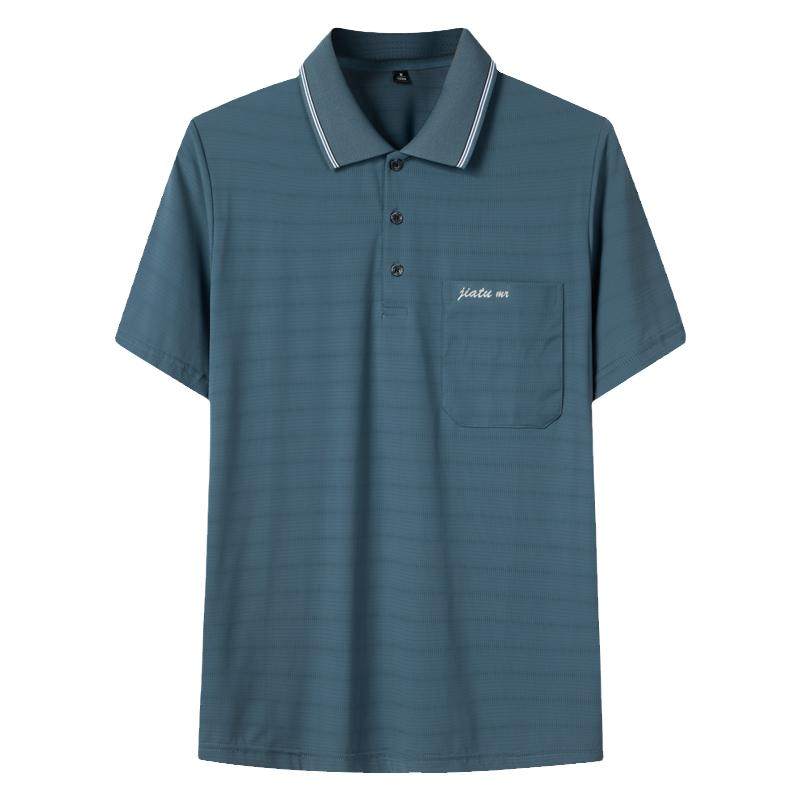 爸爸短袖T恤冰丝中老年人爷爷夏装中年男装polo衫上衣服夏季薄款