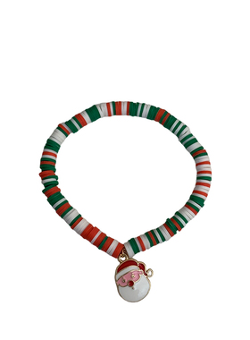 圣诞节彩色编织手链软陶串珠手饰卡通装饰男女通用手绳小礼物批发