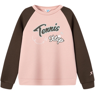 【商场同款】特步童装春季款女童中大童儿童运动圆领上衣套头卫衣