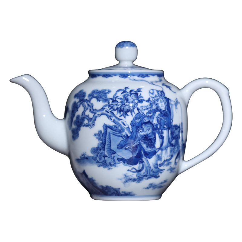 小雅阮定荣青花福寿康宁茶壶茶具