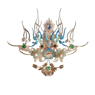 清月鹿鸣原创【雀翎仙】古风发冠面具发簪神女头饰汉服发饰全套女