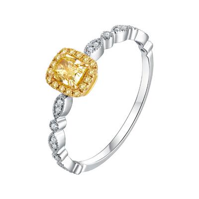 ILCO尤珂「日光方糖」钻石女18K金天然黄钻戒指彩钻轻奢真钻女戒