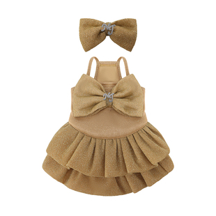 NanaJacqueline宠物衣服猫咪狗狗节日可爱保暖蝴蝶结发夹裙子套装