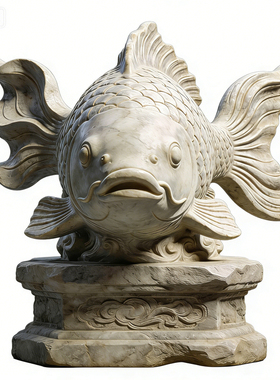 汉白玉鲤鱼石雕户外大型摆件