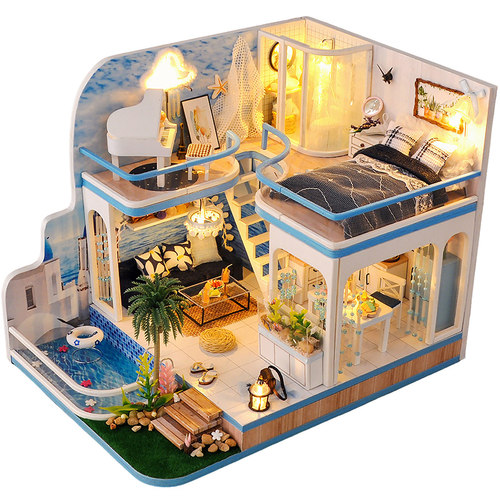 diy小屋手工拼装微缩场景房子模型积木立体拼图玩具女孩生日礼物