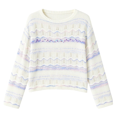 秋水伊人圆领套头针织衫