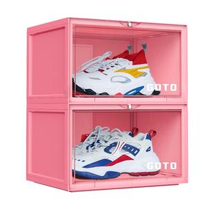 GOTO鞋盒马卡龙透明侧开收纳球鞋包包展示鞋柜塑料可叠加收纳柜