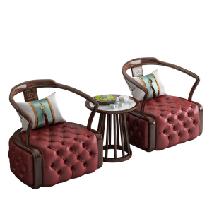 新中式乌金木休闲椅简约圈椅三件套大客厅轻奢全实木沙发椅太师椅