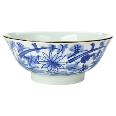 三分烧釉下彩斗笠家商用大面碗