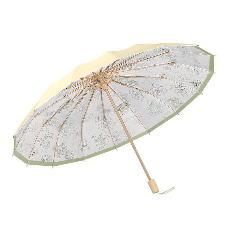 海风湾彩胶16骨复古风晴雨两用伞