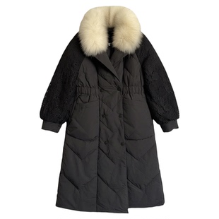 【超值撤柜】商场冬羽绒服女款黑色中长款大毛领修身64124209