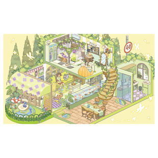 沐染我的两层国系列造景贴纸琥珀光室林熙停筑微缩场景3D立体小屋贴画手帐手工玩具女孩打发时间新年礼物