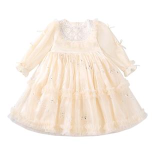 女童连衣裙春装2026新款儿童洋气时髦蓬蓬纱公主裙春秋款女孩裙子