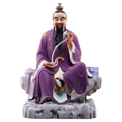 紫袍三清像陶瓷太上老君道德元始