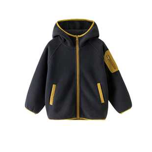 男童摇粒绒外套2026秋冬新款儿童男孩加厚保暖毛毛绒连帽棉服棉衣