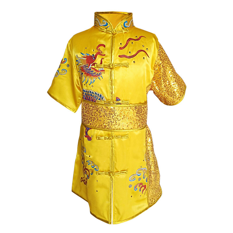 儿童武术服少儿练武服男女童短袖练功服刺绣龙服彩服武术表演服装