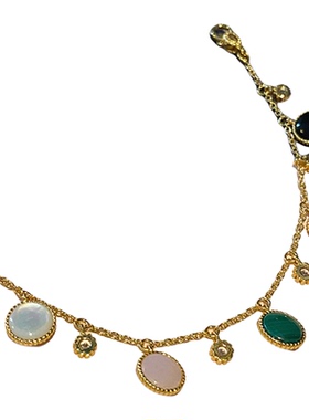 轻奢珠宝彩色天然石罗盘手链