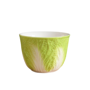 创意百财桶形杯德化羊脂玉陶瓷白菜小茶杯家用功夫茶具茶杯套装