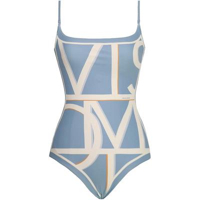 VisualMood复古蓝度假连体泳衣